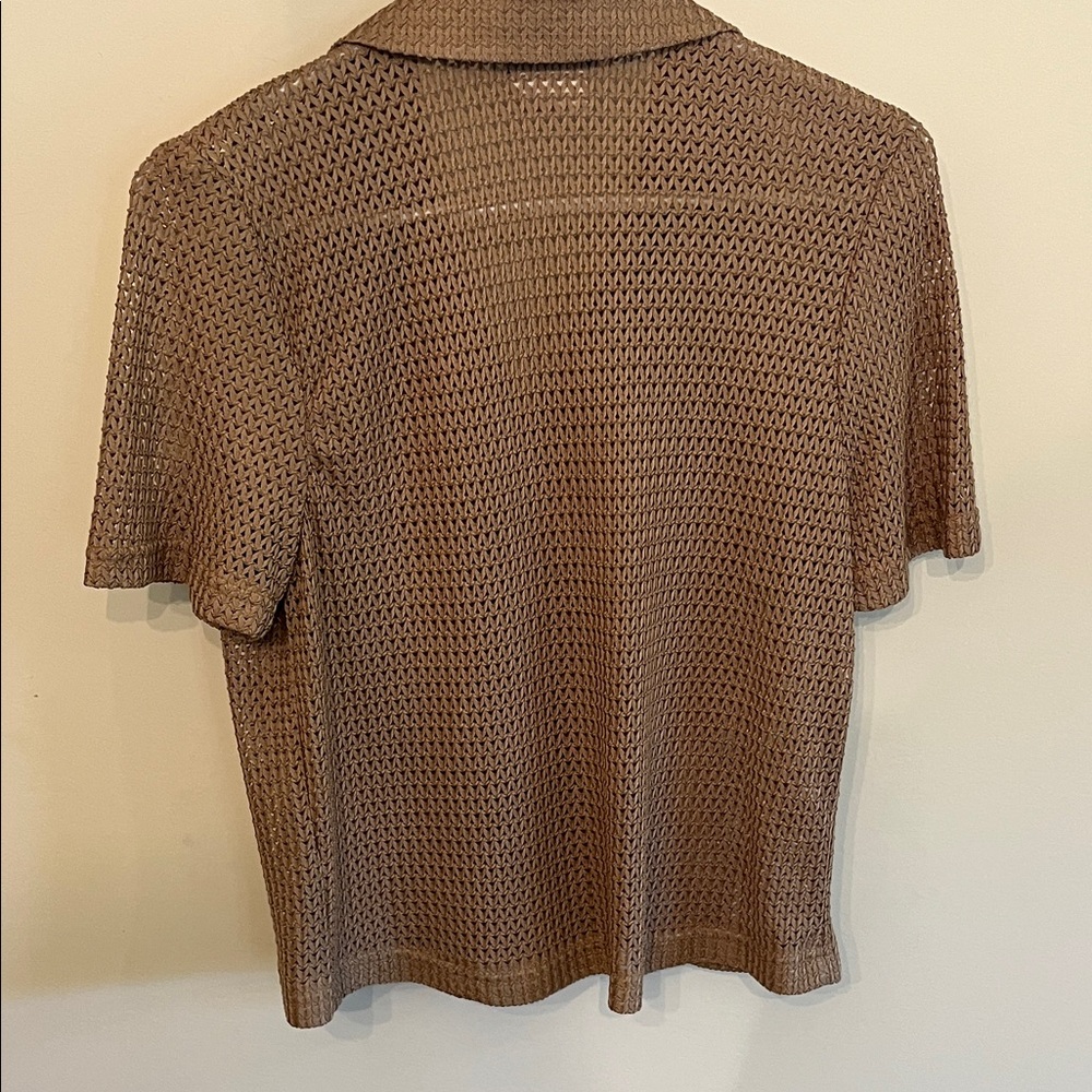 Vintage Miss Dorby Brown Button Down Knit Shirt - Picture 4 of 4